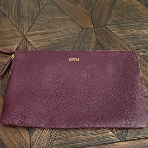 Mark & Graham Everyday Italian Leather Zipper Pouch Merlot